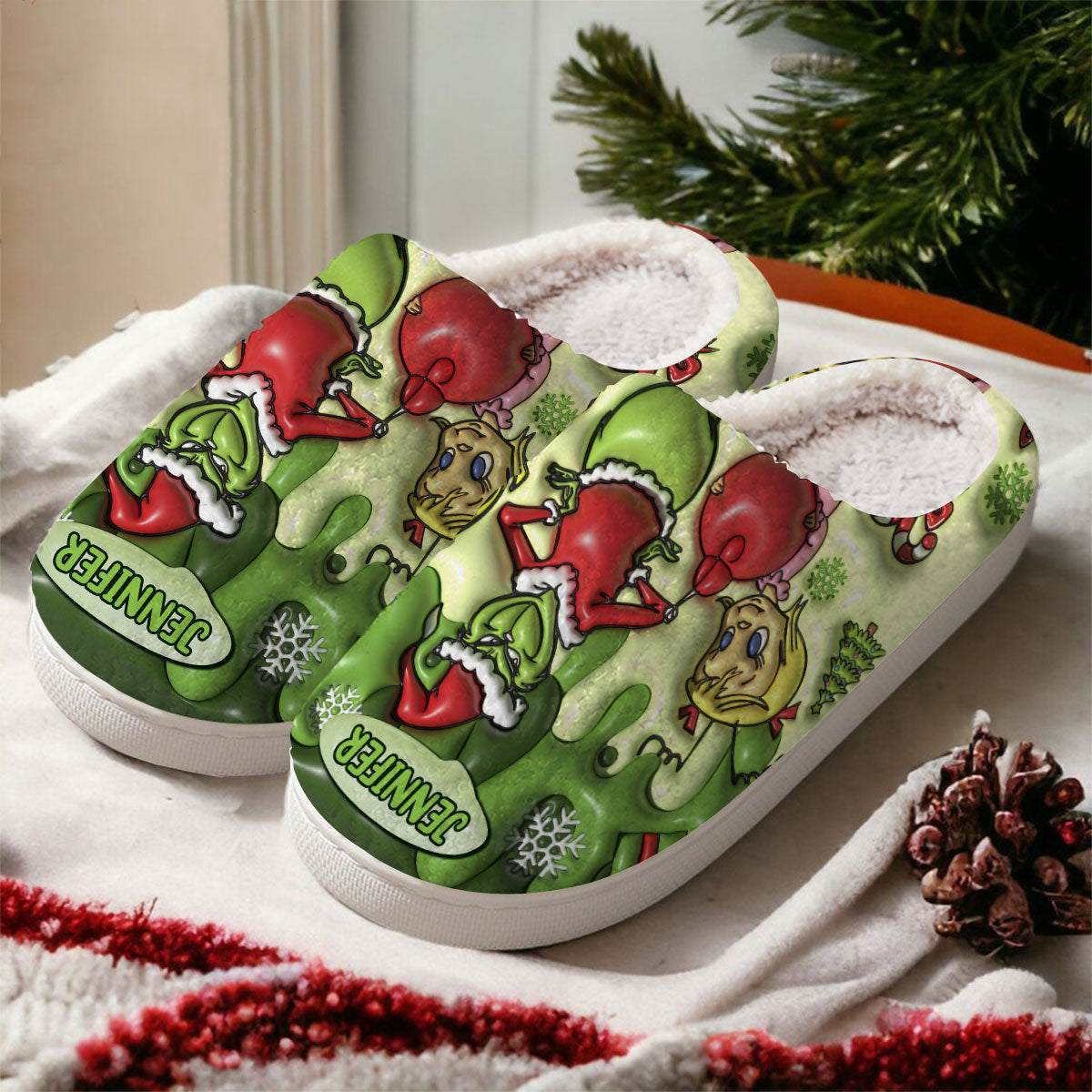 Merry Grinchmas - Personalized Stole Christmas Slippers