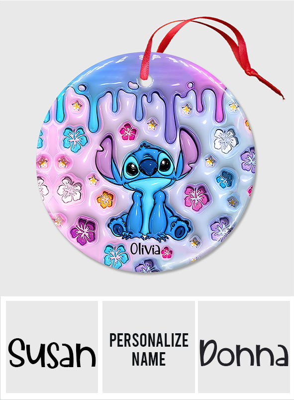 Ohana Means Family - Personalized Ohana Ceramic Circle Ornament