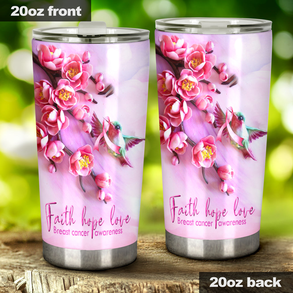 Faith Hope Love Breast Cancer Awareness Tumbler 0622