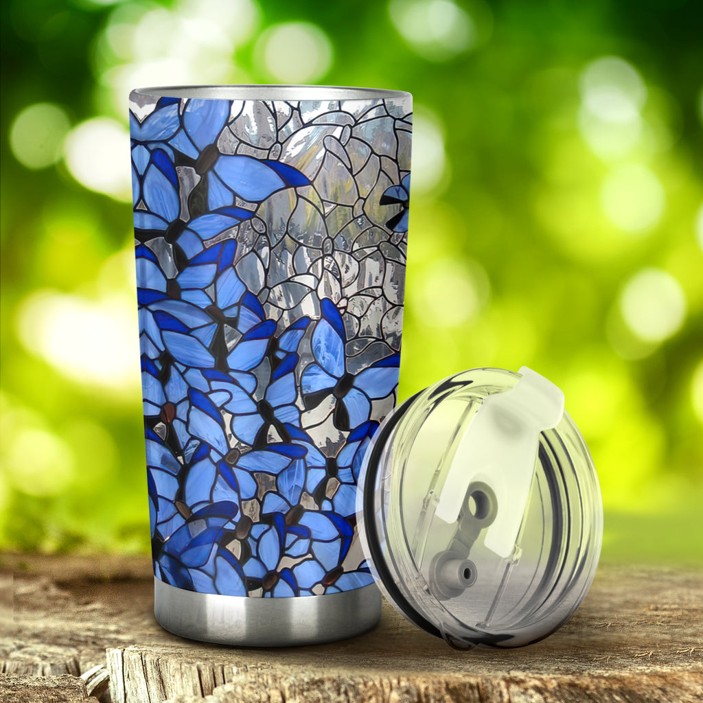 Butterfly Stained Glass Pattern Print Butterfly Tumbler 0622