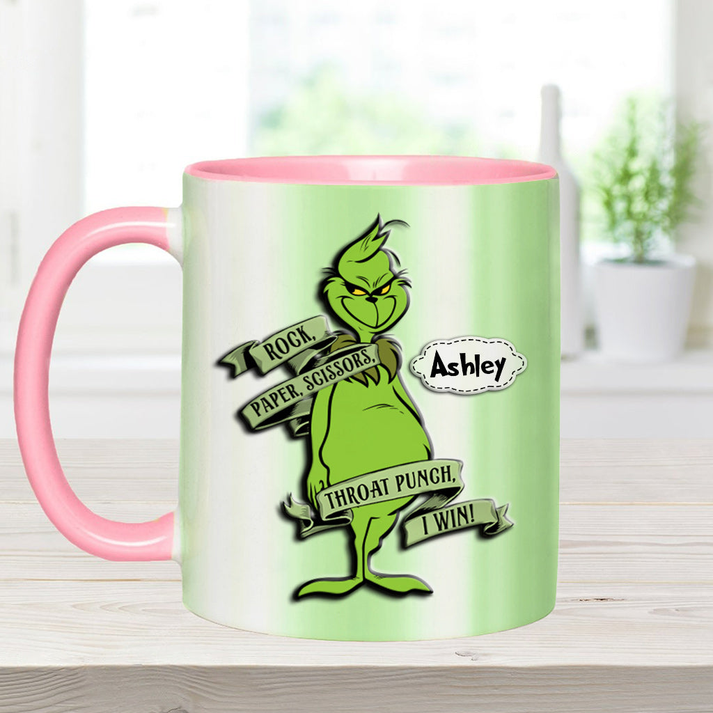 Rock Paper Throat Punch - Personalized Stole Christmas Accent Mug