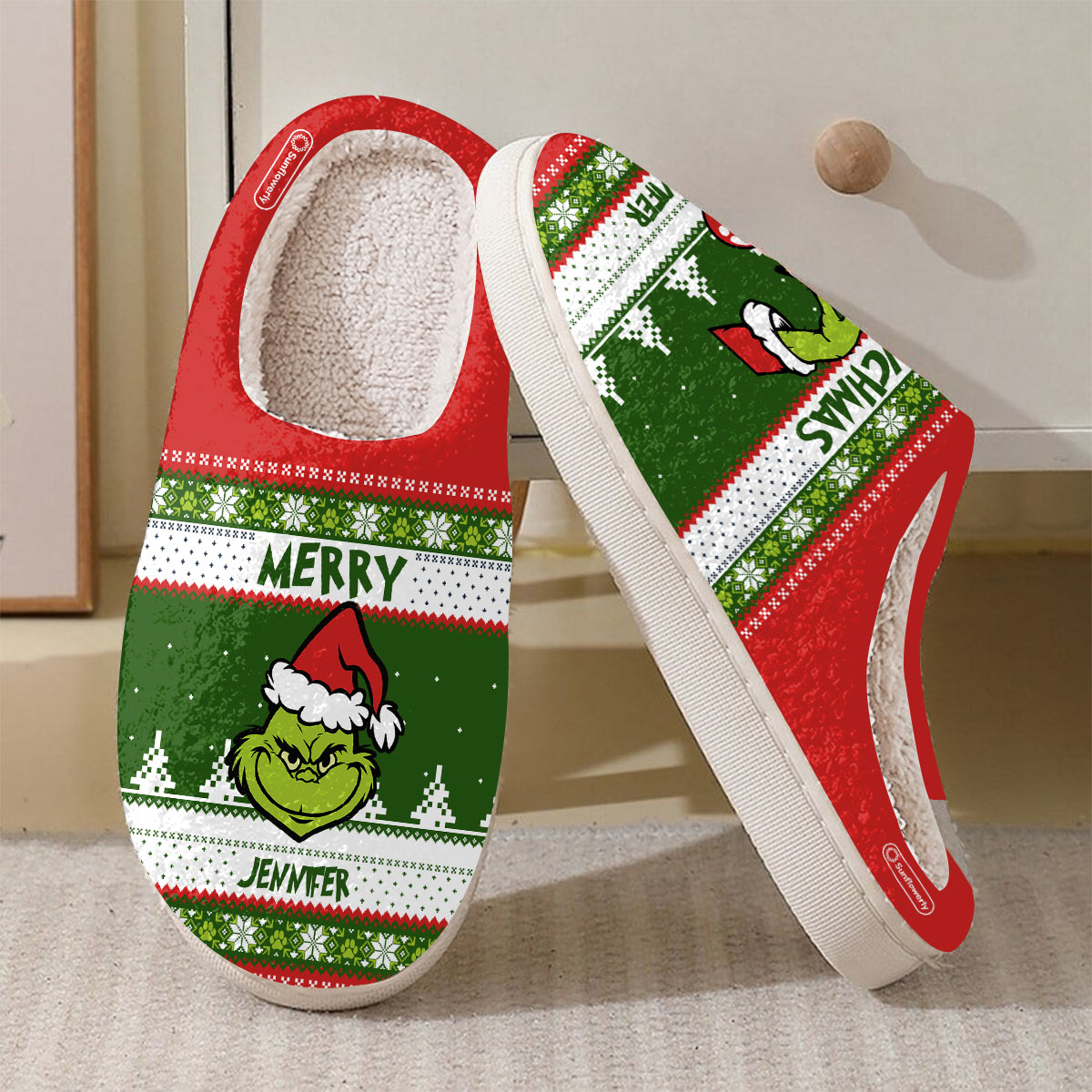 Merry Grinchmas - Personalized Stole Christmas Slippers