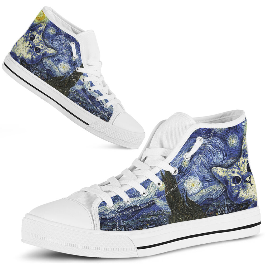 Starry Night Cat High Top Shoes 0622