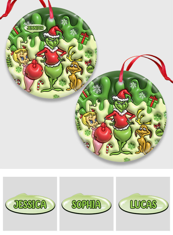 Merry Christmas - Personalized Stole Christmas Ceramic Circle Ornament