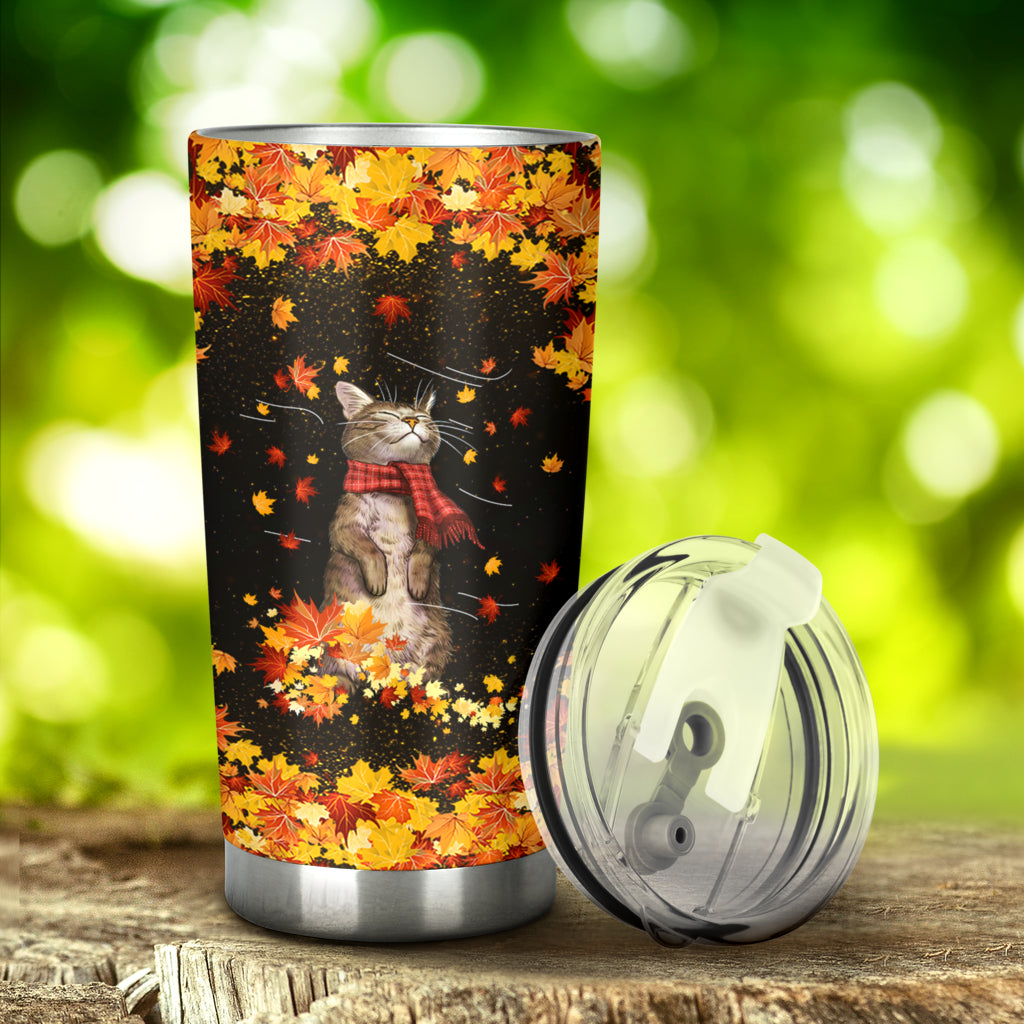 Autumn Vibes Cat Tumbler 0622