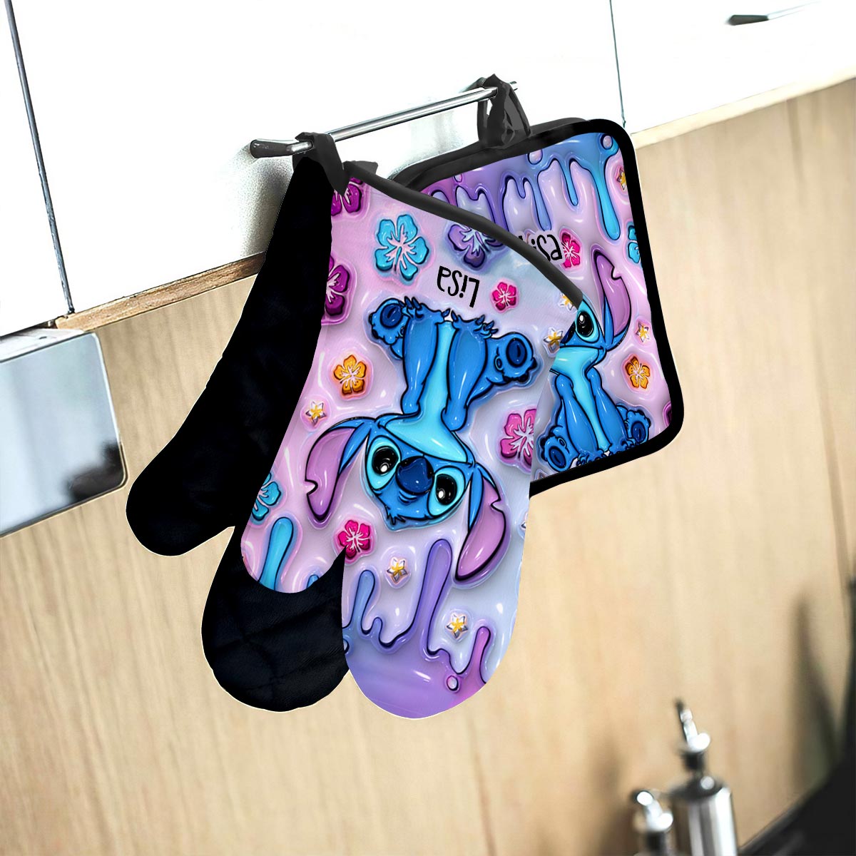 Ohana Means Family - Personalized Ohana Oven Mitts & Pot Holder Set