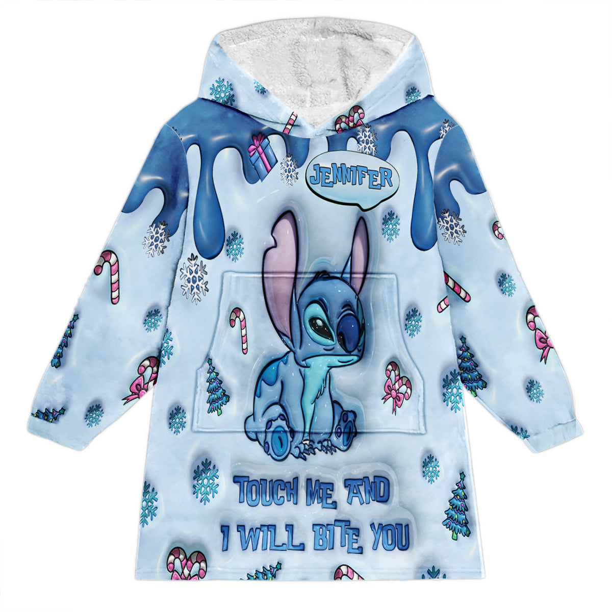 Touch Me And I Will Bite You - Personalized Ohana Blanket Hoodie