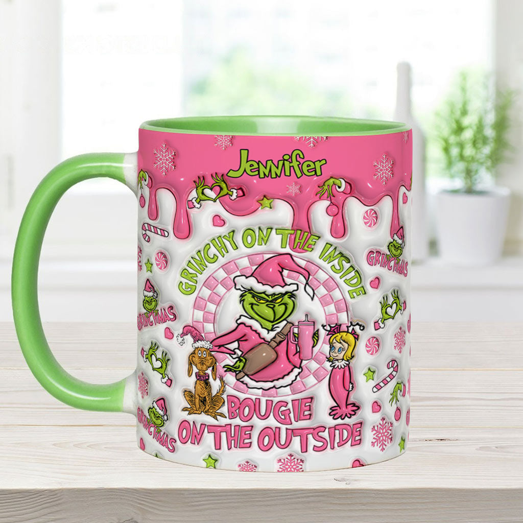 Grinchy On The Inside - Personalized Stole Christmas Accent Mug