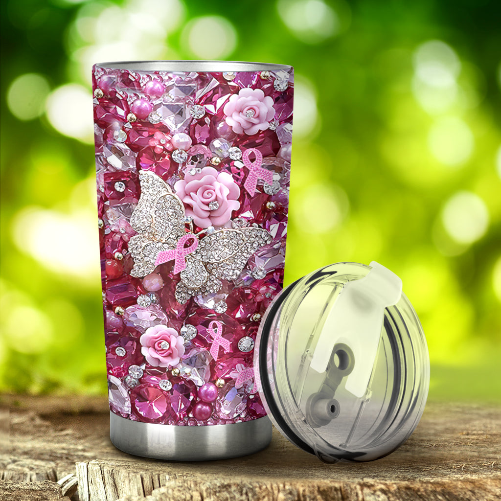 Pink Warrior - Breast Cancer Awareness Tumbler 0622