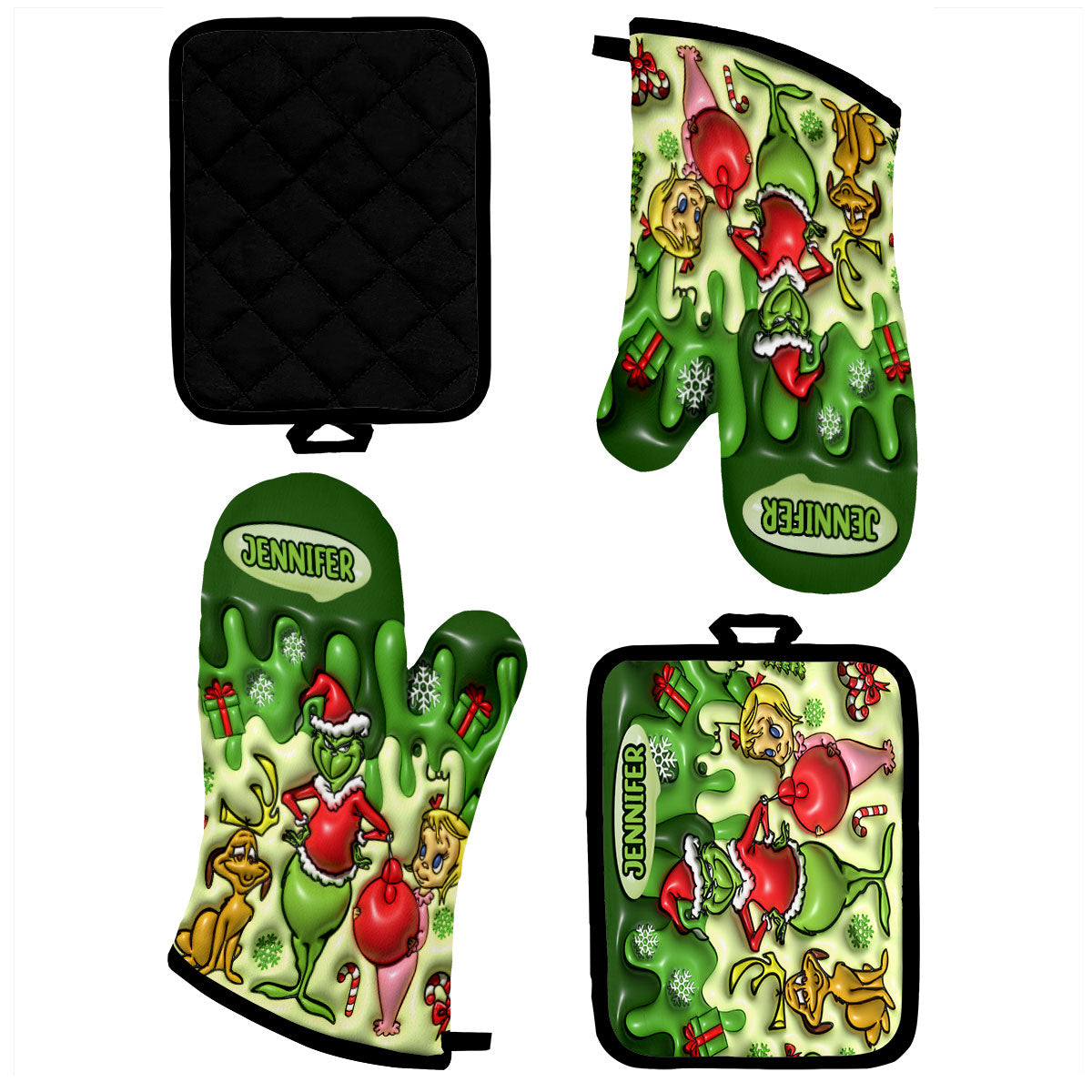 Merry Chrisrtmas - Personalized Stole Christmas Oven Mitts & Pot Holder Set