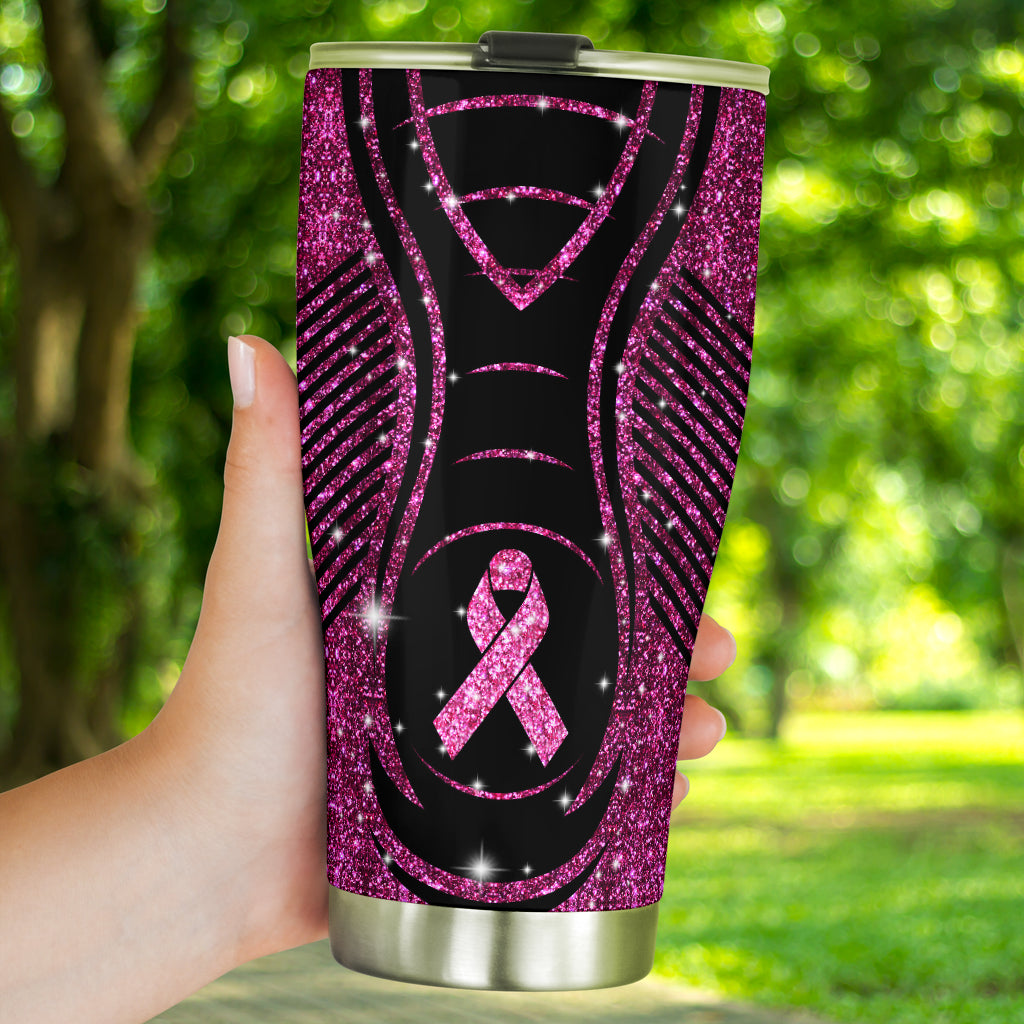 In November We Wear Pink Faux Glitter Print Breast Cancer Awareness Tumbler 0622