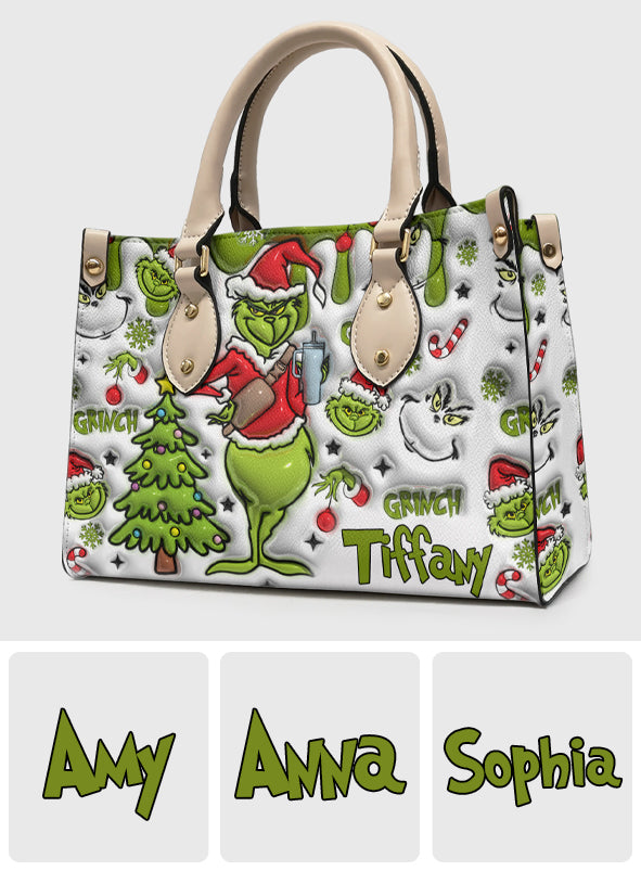 Merry Grinchmas - Personalized Stole Christmas Leather Handbag