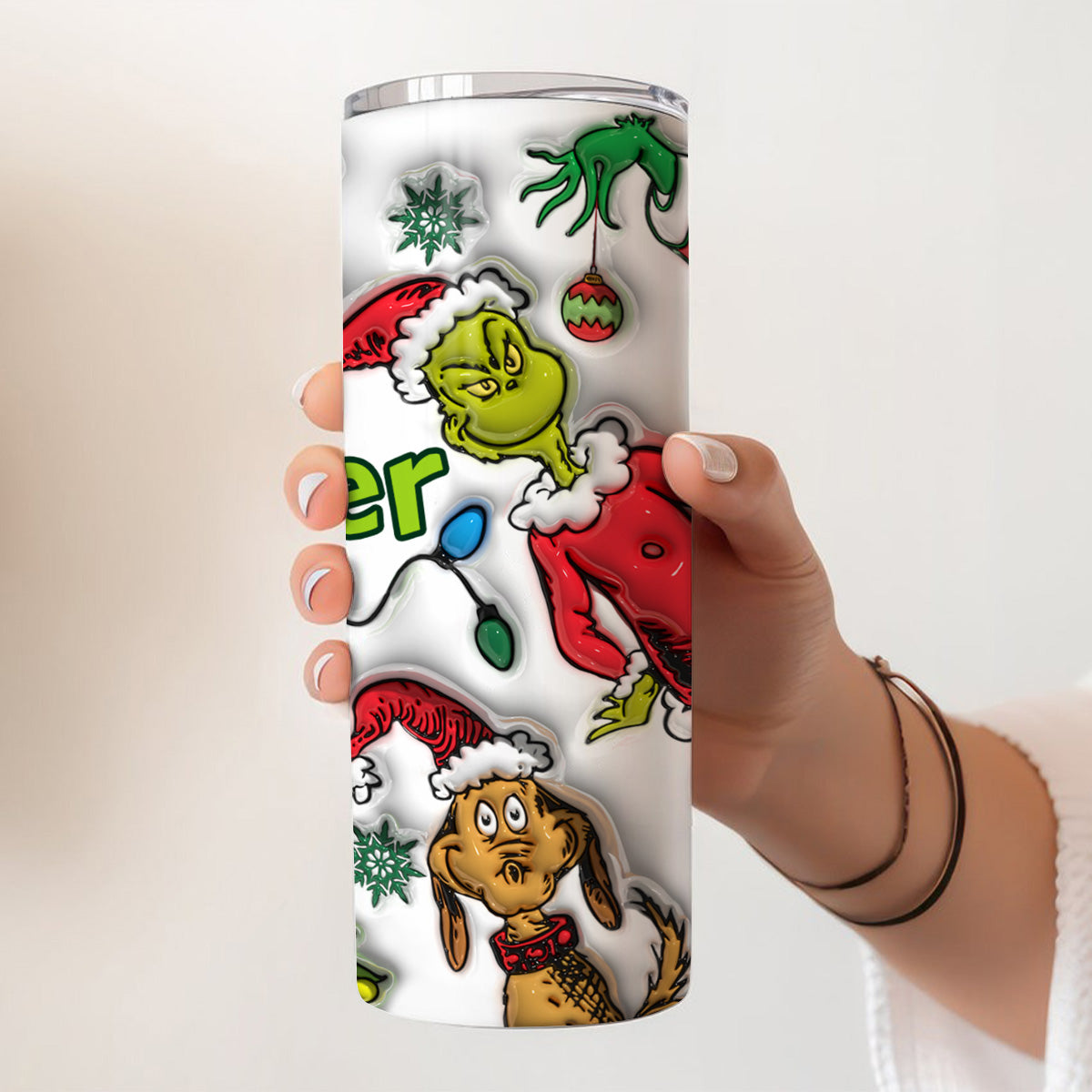 Merry Grinchmas - Personalized Stole Christmas Skinny Tumbler