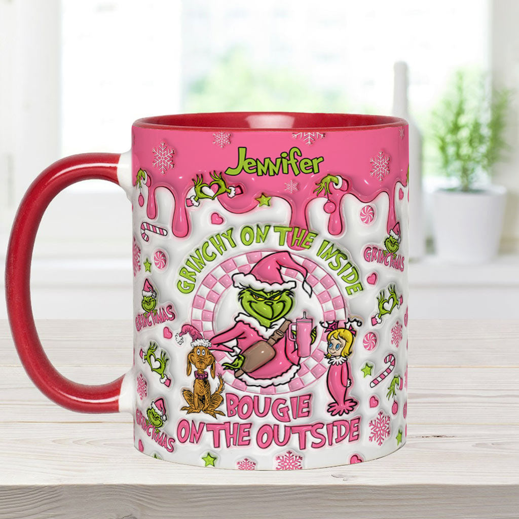 Grinchy On The Inside - Personalized Stole Christmas Accent Mug