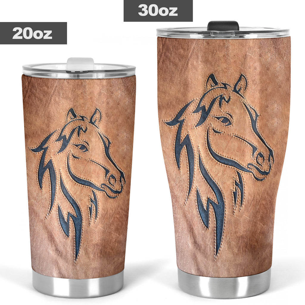 Love Horses - Tumbler With Leather Pattern Print 0622