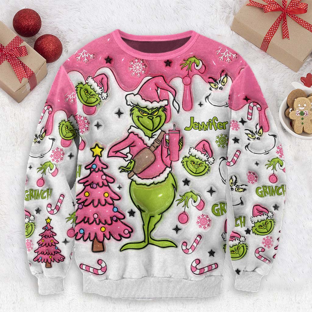 Grinch On The Inside - Personalized Stole Christmas Ugly Sweater