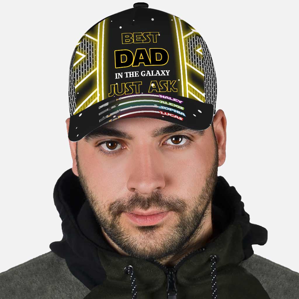 Best Dad In The Galaxy Cap With Printed Vent Holes - Personalized Father's Day Classic Cap