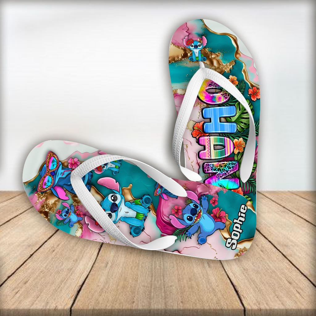 Ohana Tropical Colorful Leopard - Personalized Ohana Flip Flops