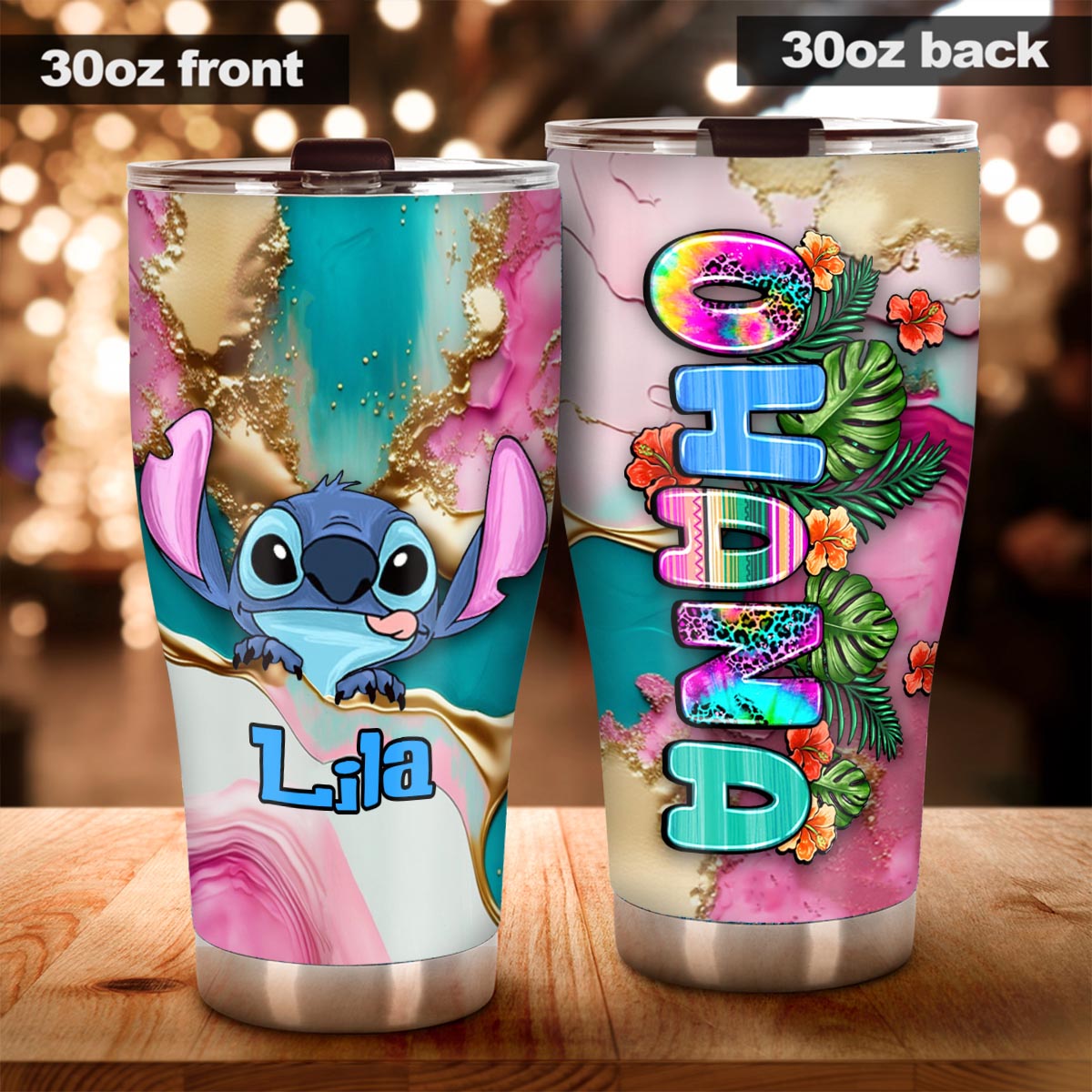 Ohana Tropical Colorful Leopard - Personalized Ohana Tumbler