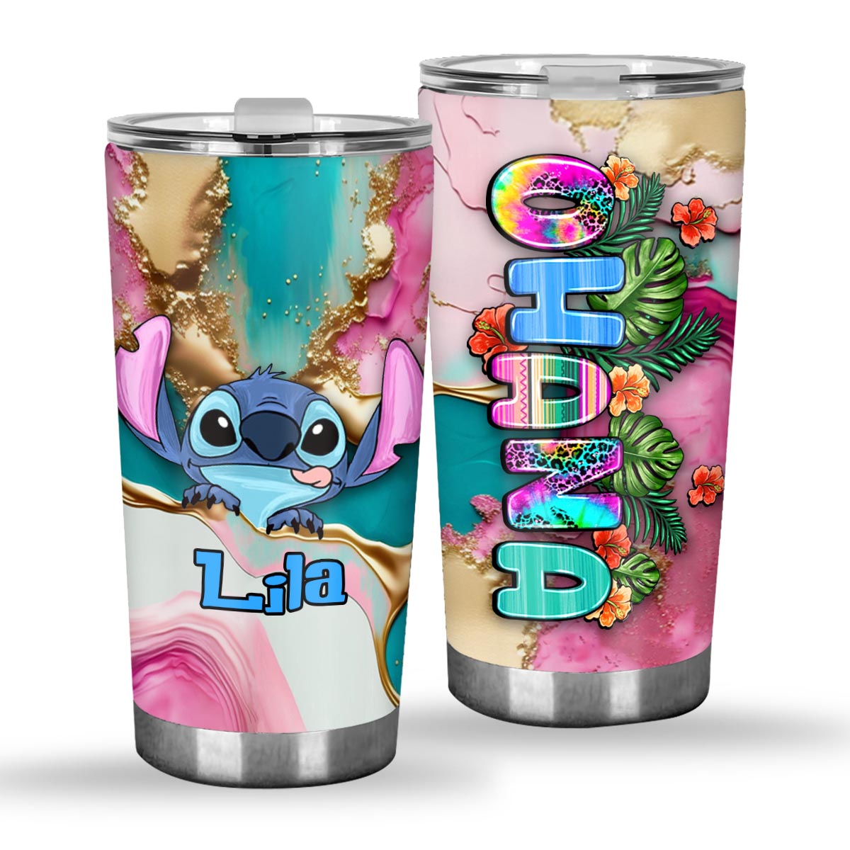 Ohana Tropical Colorful Leopard - Personalized Ohana Tumbler