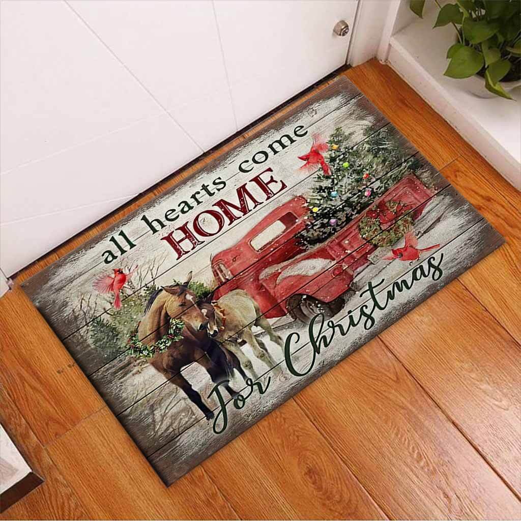 All Hearts Come Home For Christmas - Horse Doormat