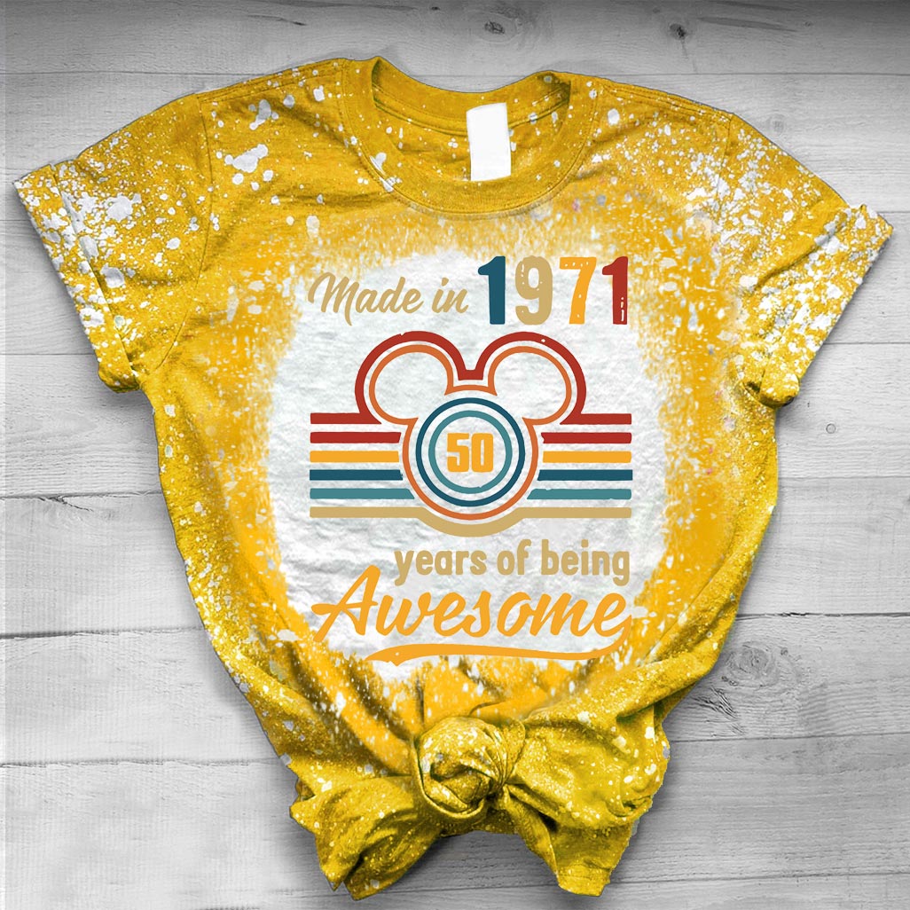 50 Years Of Magic Made In 1971 - Mouse Handmade Bleached Shirts