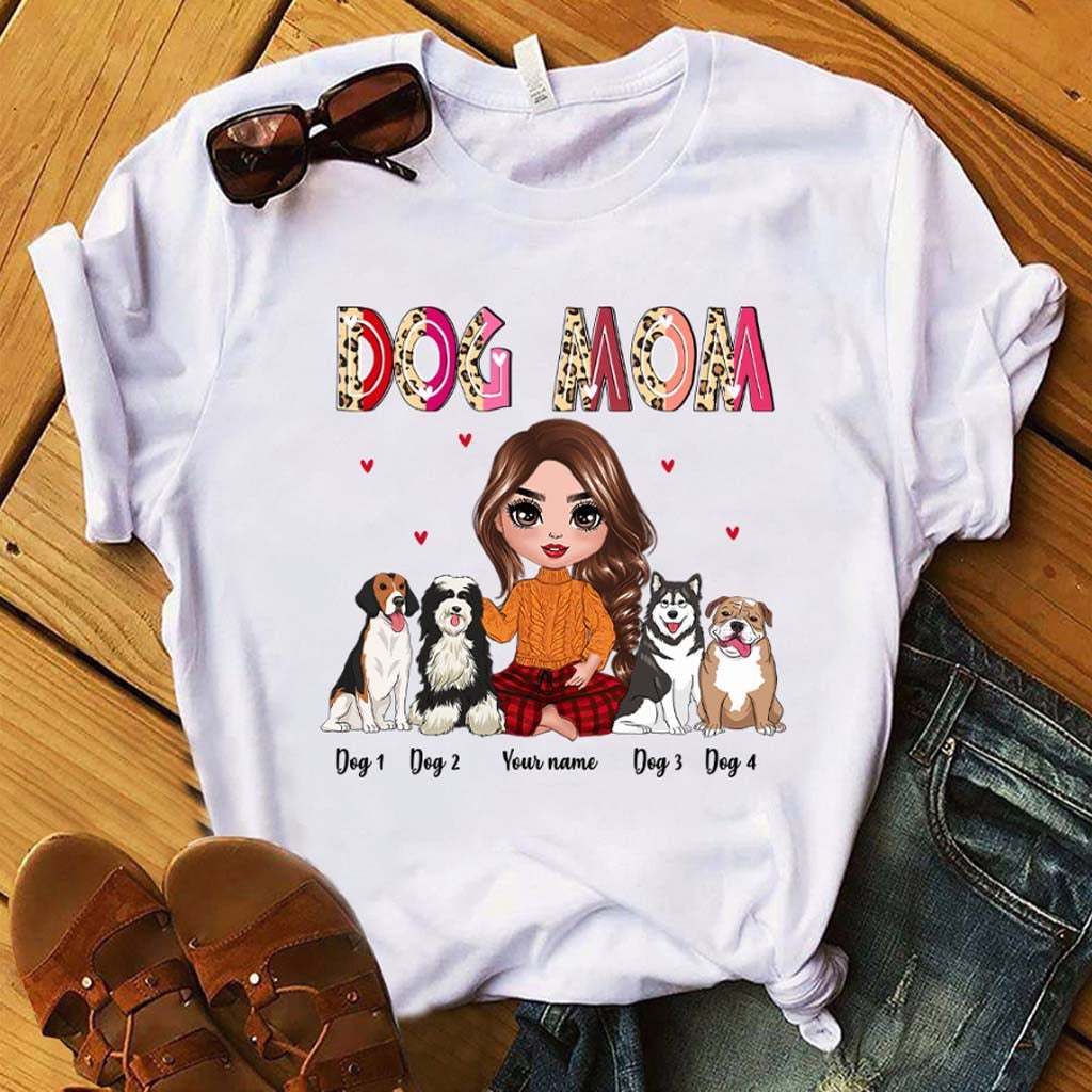 Mom Grandma Sitting With Dog - Personalized Dog T-shirt and Hoodie