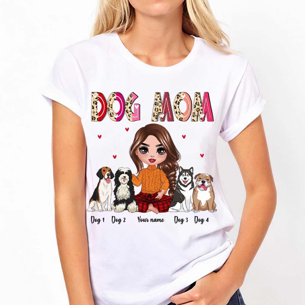 Mom Grandma Sitting With Dog - Personalized Dog T-shirt and Hoodie