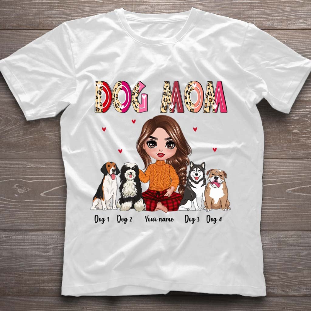 Mom Grandma Sitting With Dog - Personalized Dog T-shirt and Hoodie