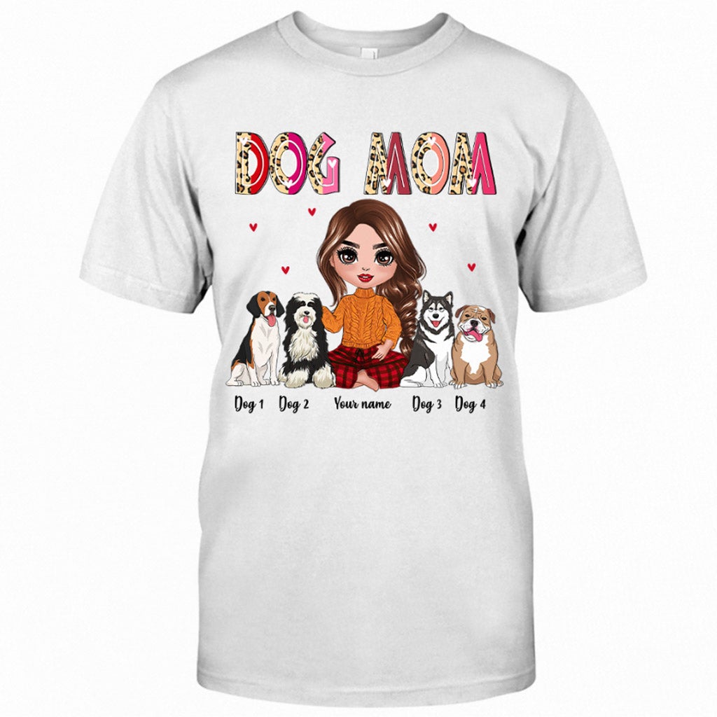 Mom Grandma Sitting With Dog - Personalized Dog T-shirt and Hoodie