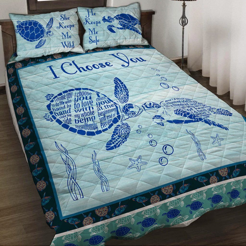 I Choose You Turtle Quilt Bed Set 062021