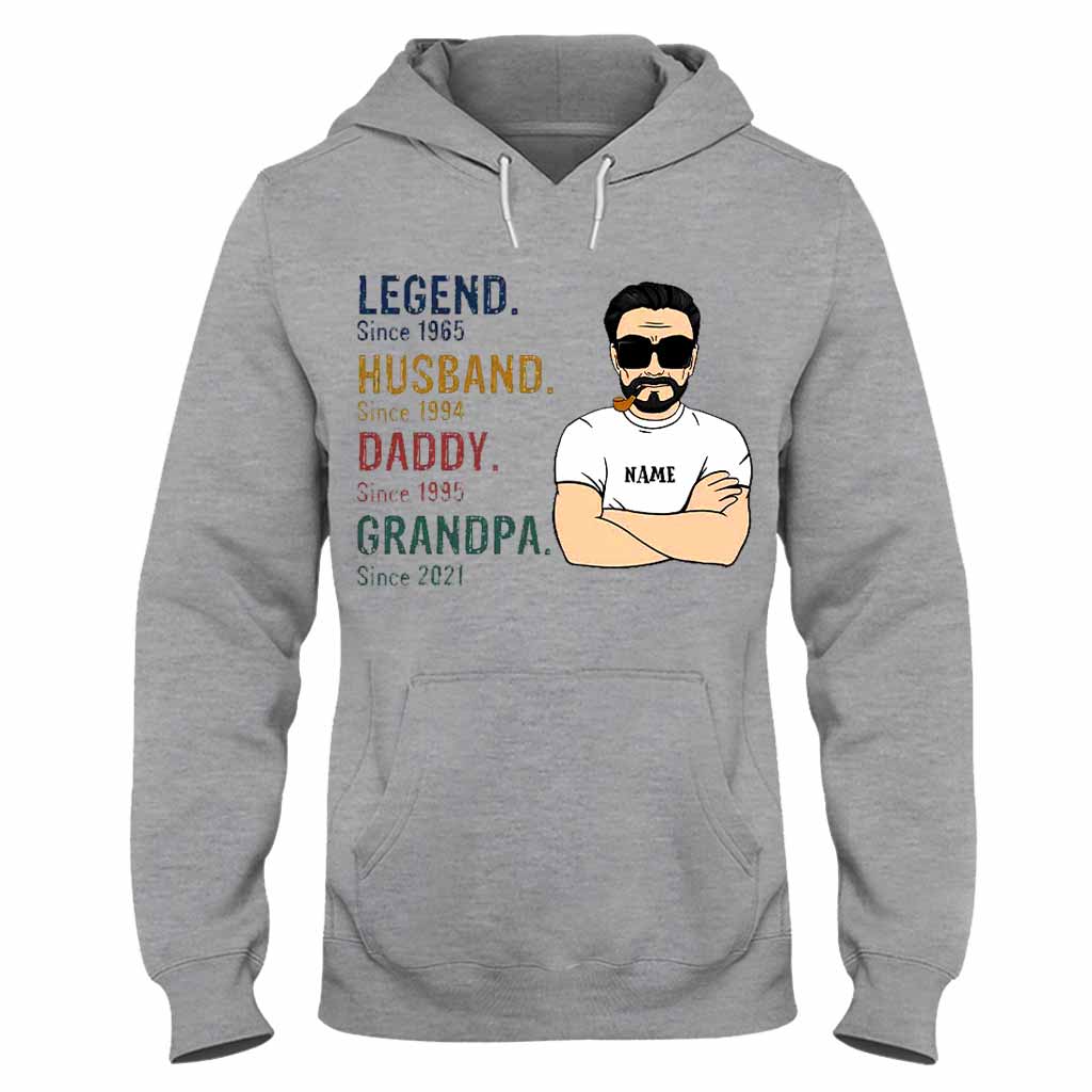 Legend Husband Daddy Grandpa - Family Personalized T-shirt and Hoodie 062021