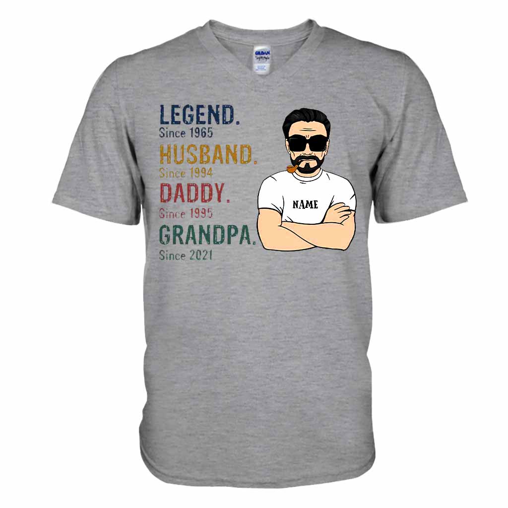 Legend Husband Daddy Grandpa - Family Personalized T-shirt and Hoodie 062021