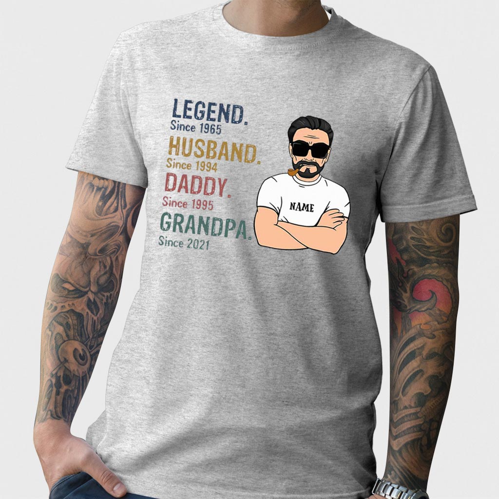 Legend Husband Daddy Grandpa - Family Personalized T-shirt and Hoodie 062021