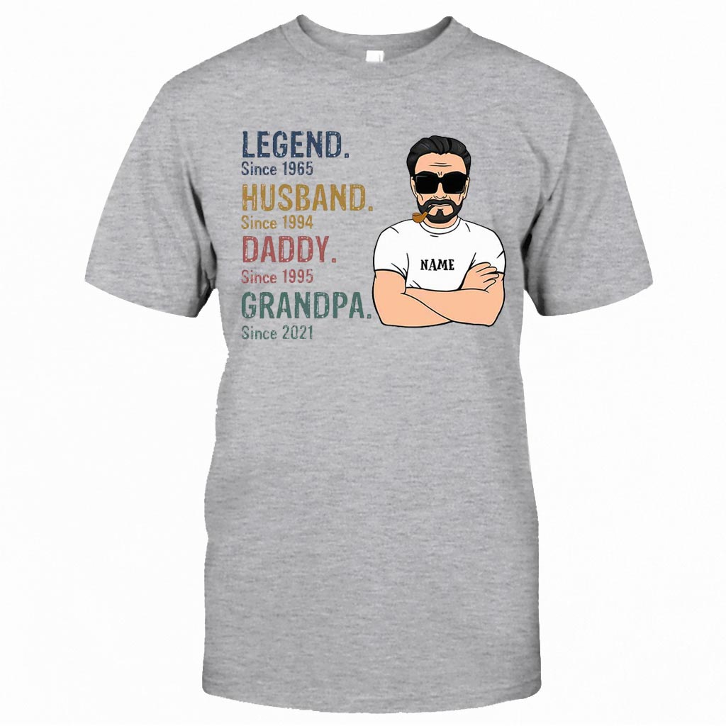 Legend Husband Daddy Grandpa - Family Personalized T-shirt and Hoodie 062021