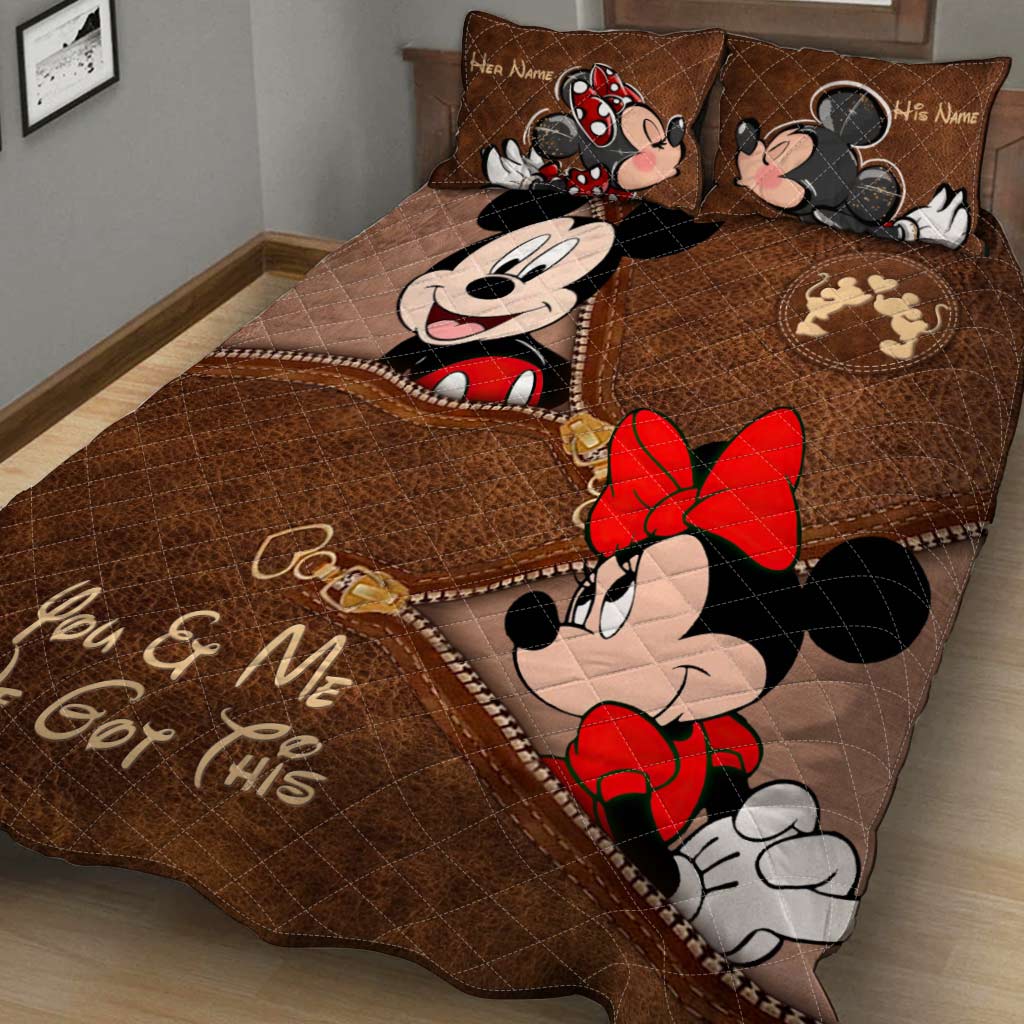 You & Me We Got This - Personalized Couple Mouse Quilt Set