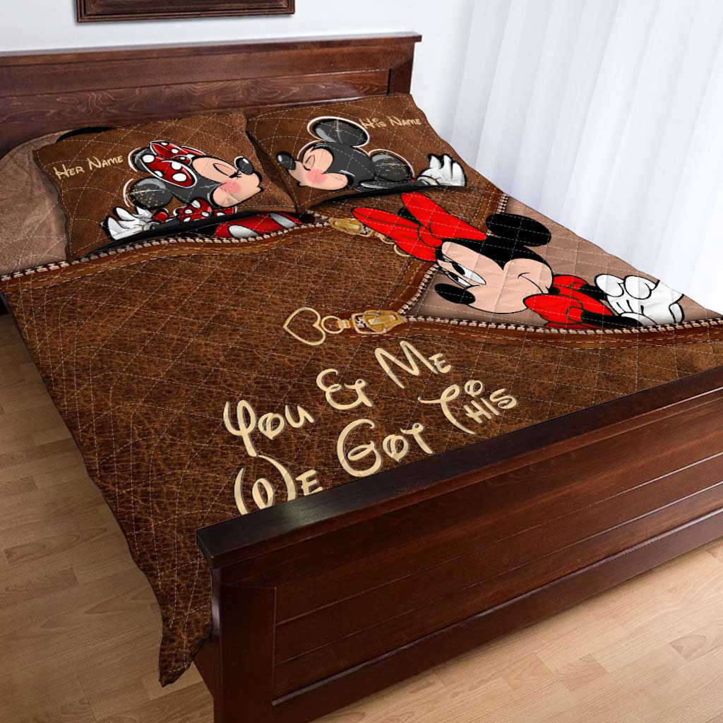 You & Me We Got This - Personalized Couple Mouse Quilt Set