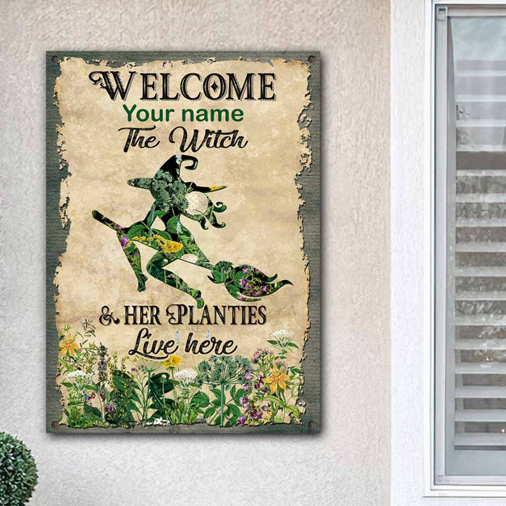 Welcome The Witch & Her Planties Live Here - Gardening Personalized Rectangle Metal Sign