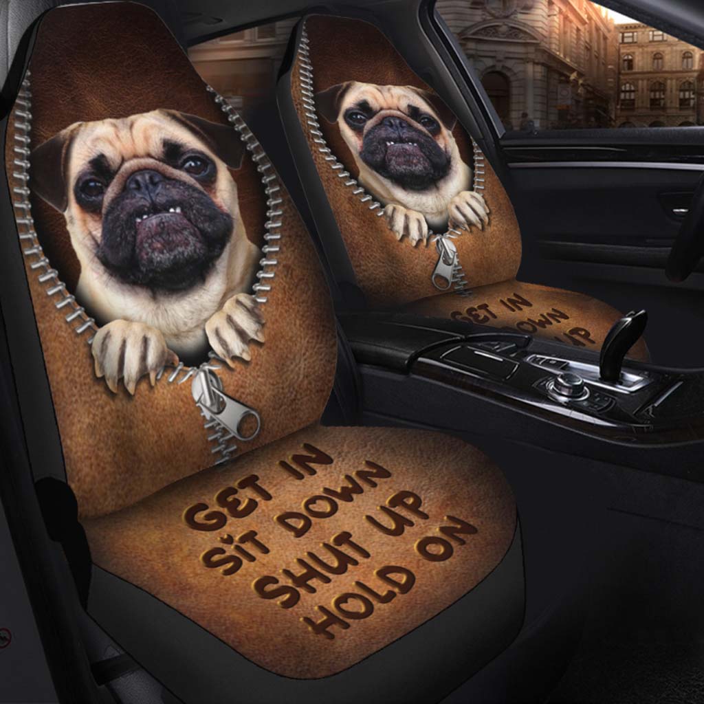 Get In Sit Down Shut Up Hold On - Dog Seat Covers With Leather Pattern Print