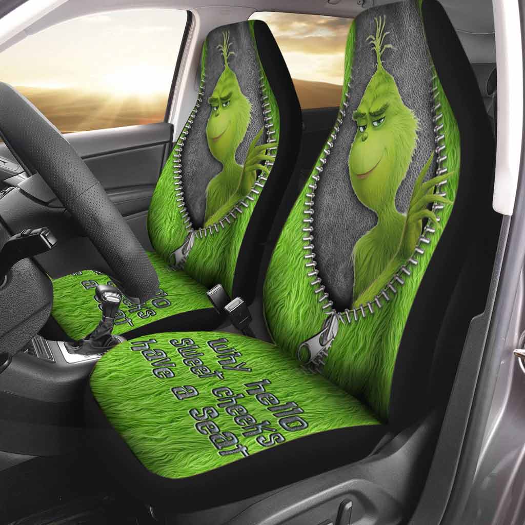 Why Hello Sweet Cheeks Have A Seat Mischief - Seat Covers With Leather Pattern Print