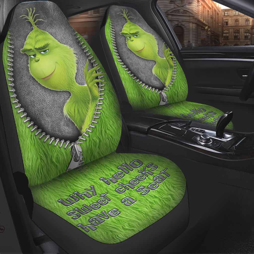 Why Hello Sweet Cheeks Have A Seat Mischief - Seat Covers With Leather Pattern Print