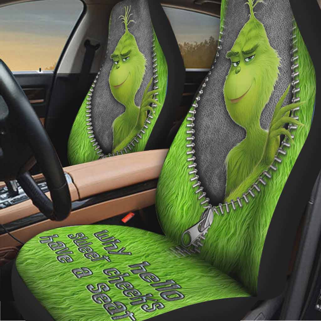 Why Hello Sweet Cheeks Have A Seat Mischief - Seat Covers With Leather Pattern Print