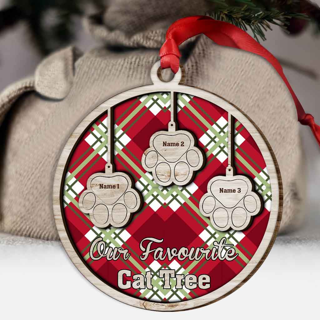 Favorite Cat Tree - Personalized Christmas Layered Wood Ornament