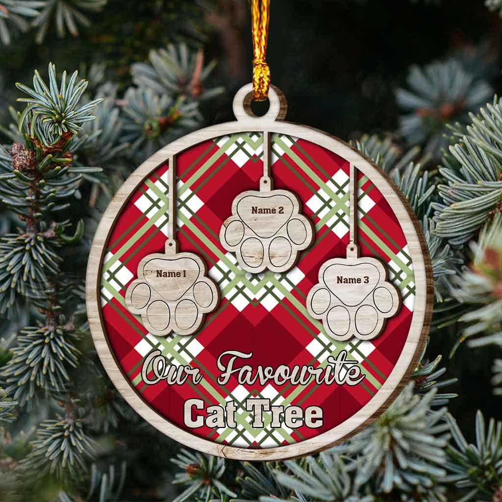 Favorite Cat Tree - Personalized Christmas Layered Wood Ornament