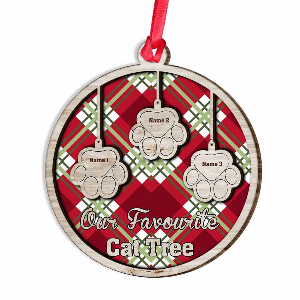 Favorite Cat Tree - Personalized Christmas Layered Wood Ornament