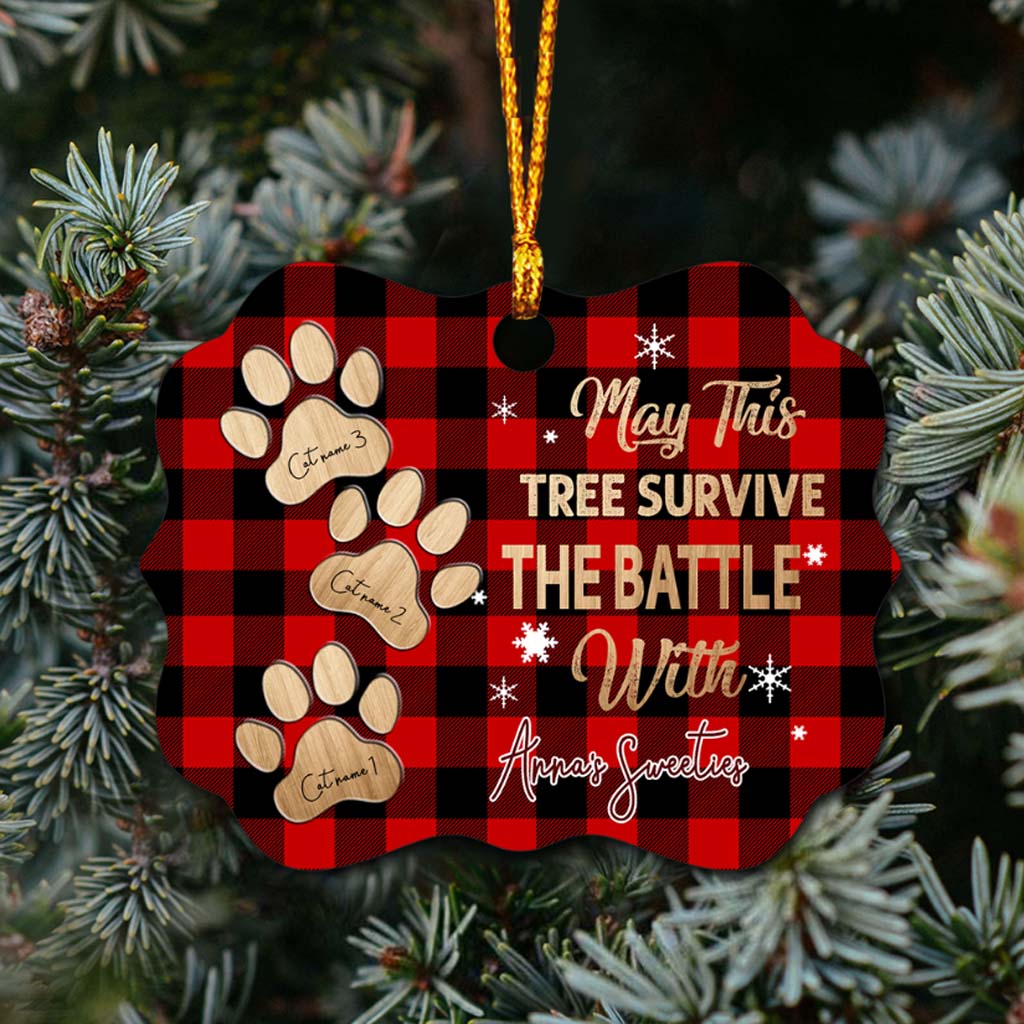 May This Tree Survive - Personalized Christmas Cat Ornament (Printed On Both Sides)