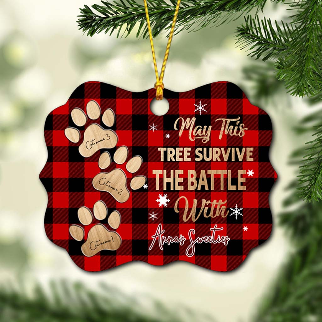 May This Tree Survive - Personalized Christmas Cat Ornament (Printed On Both Sides)