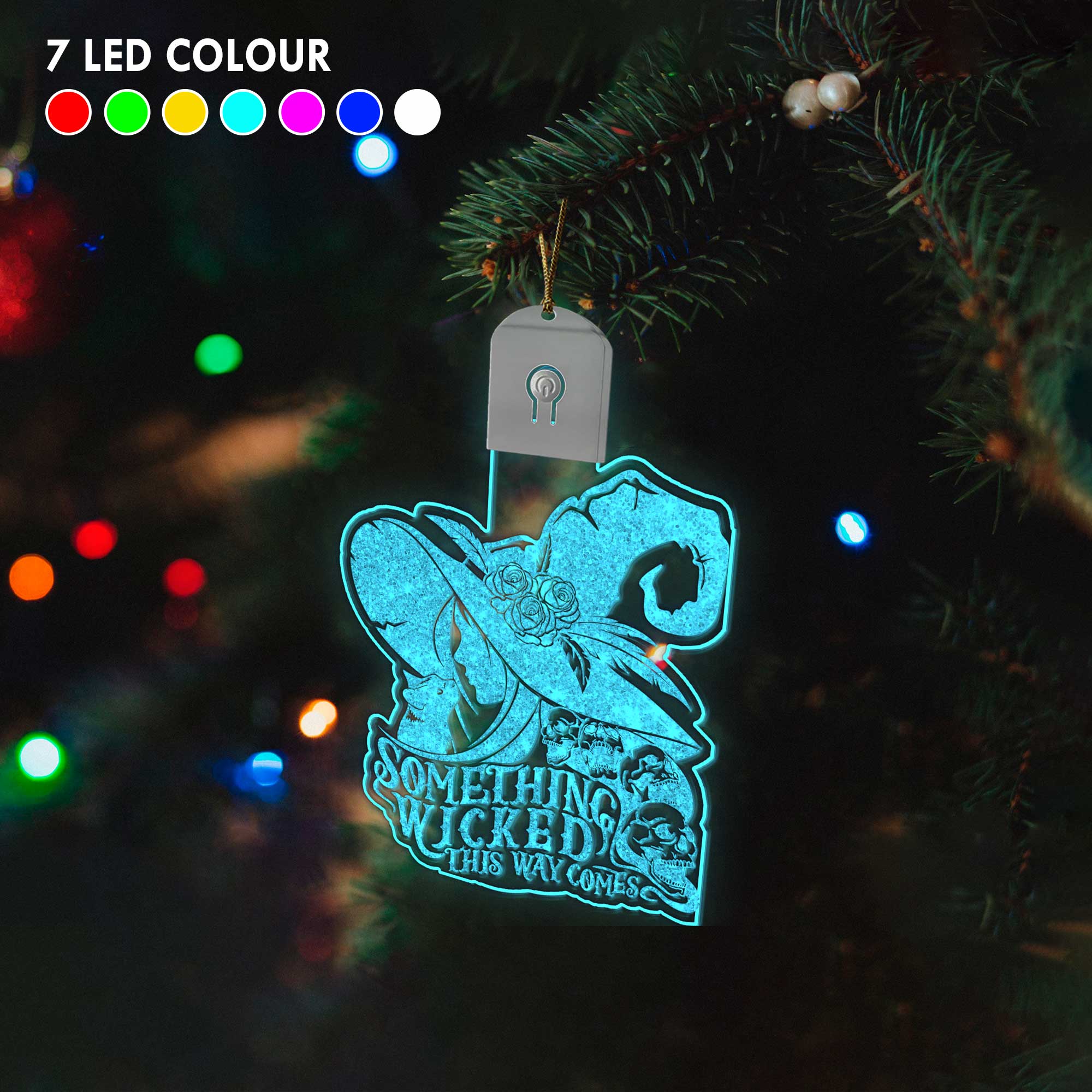 Something Wicked This Way Comes - Christmas Witch Shaped Led Acrylic Ornament