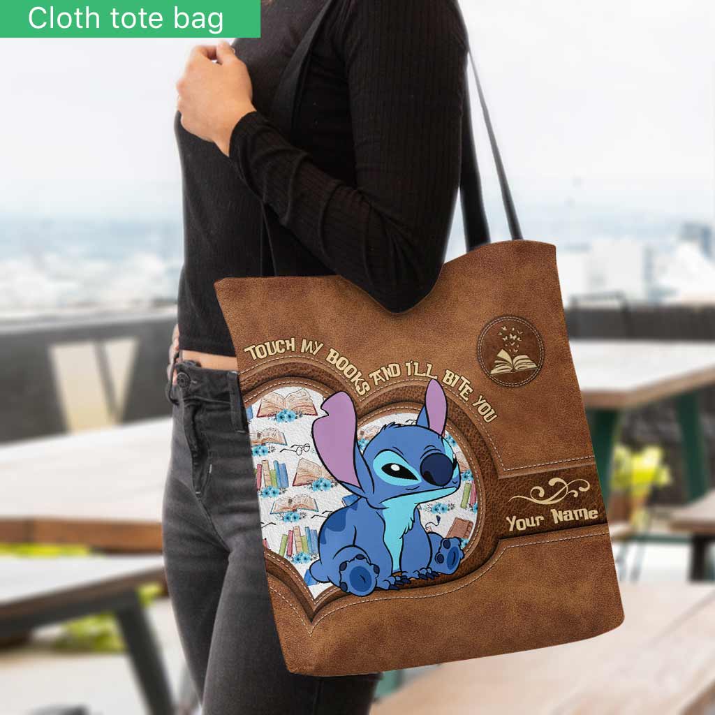 Touch My Books And I'll Bite You - Personalized Tote Bag