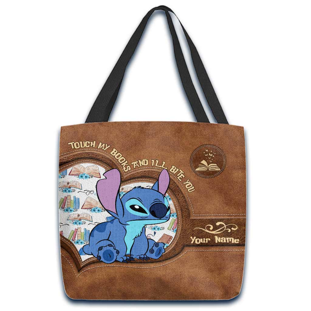 Touch My Books And I'll Bite You - Personalized Tote Bag